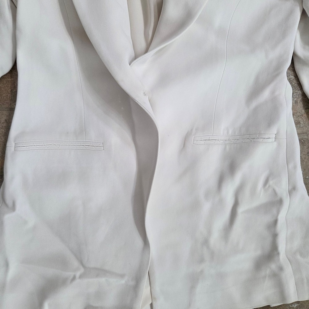 Cushnie Womens White Shawl Collar Blazer Jacket Silk Lining Size 4 Made in USA - Picture 2 of 6